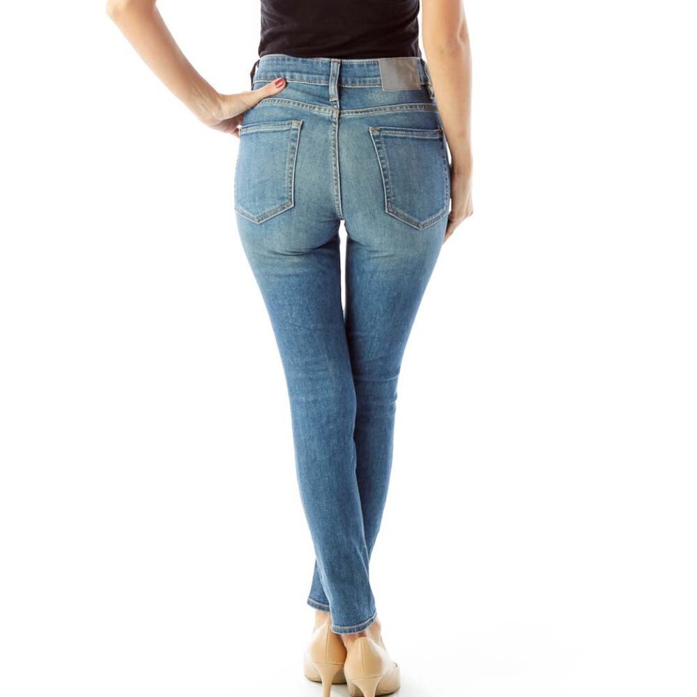 6397 Blue Distressed Skinny Jeans - Picture 3 of 3